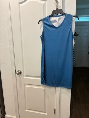 Casual Blue V-Neck Tank Dress - Sleek Sleeveless Style